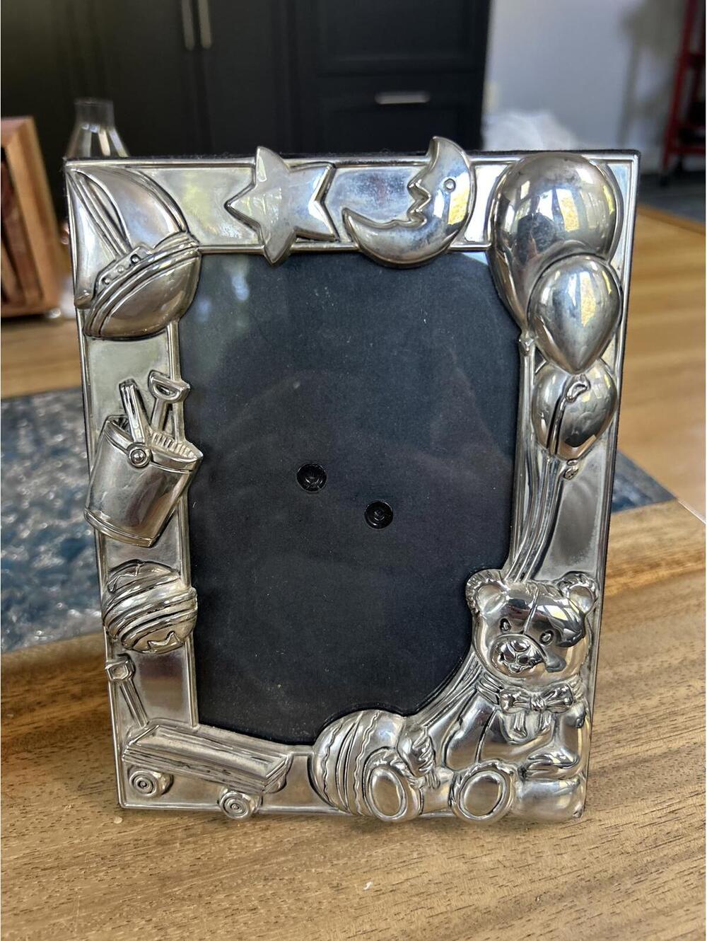 Godinger Silver-Plated Baby Frame with Teddy Bear and Ballon